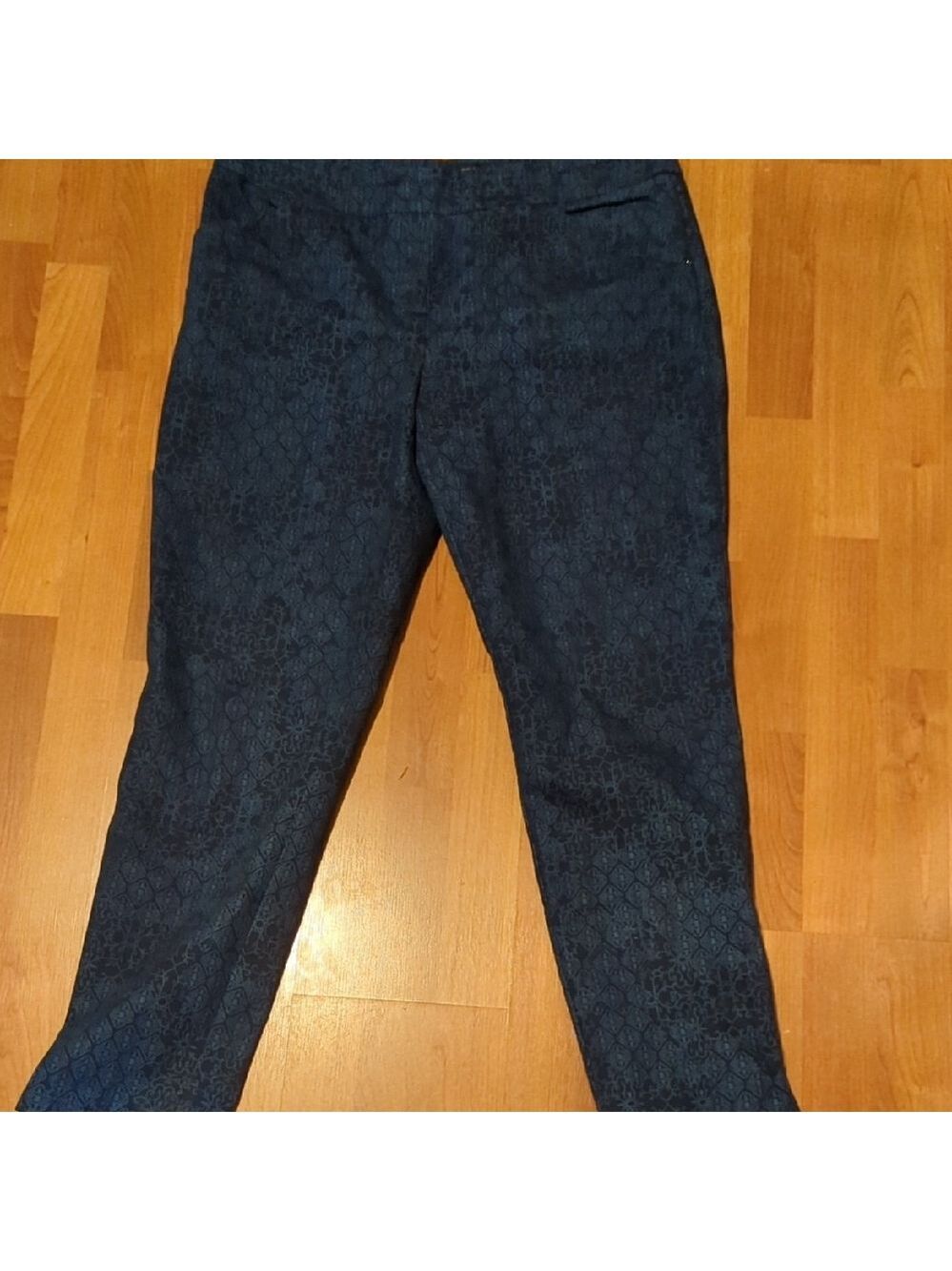 Renuar Navy Paisley Pull On Pants Size 14 Stretch